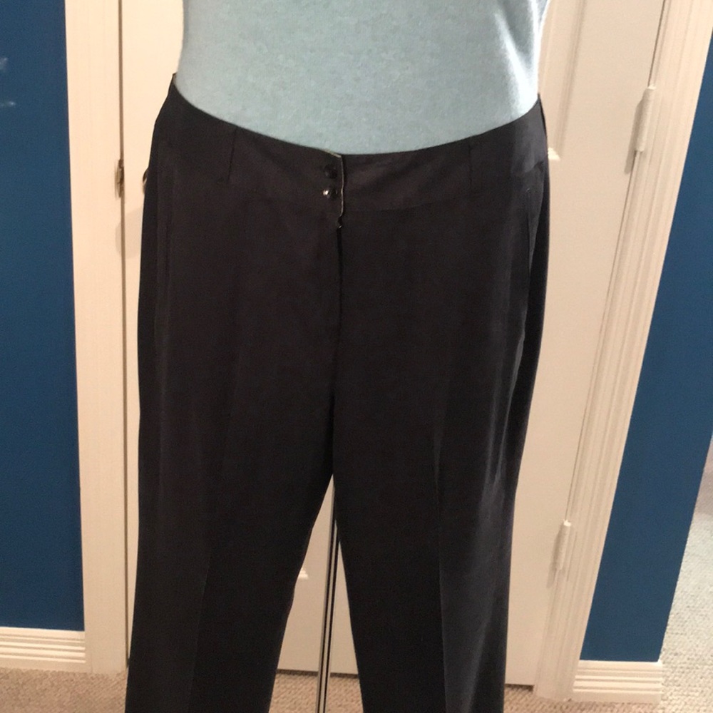 100% Silk Straight Leg Black Pants